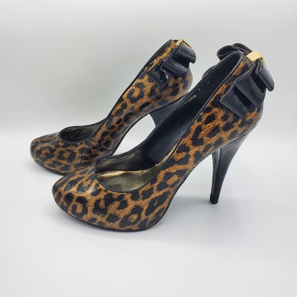 Steve Madden Pump High Heel Shoe Leopard Animal Print Accent Bow Women's Size 7 - Picture 7 of 7